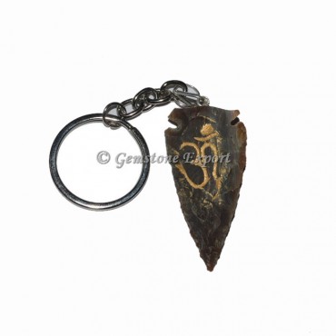 Om Engraved Arrowheads Keychain