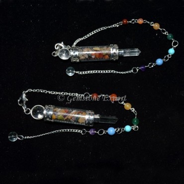 Gemstone Chakra Chips Chamber Pendulum