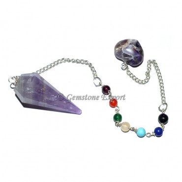 Amethyst Chakra Pendulum With 7 Chakra Chain