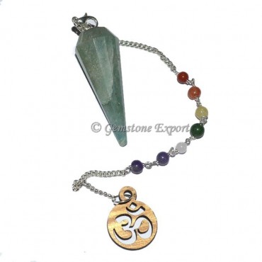 Green Aventruine 12 Faceted Chakra Chain Om