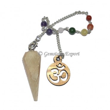 Moonstone 12 Faceted Pendulum With 7 Chakra Chain