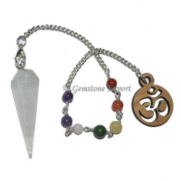 Selenite 12 Faceted Pendulum With 7 Chakra Chain