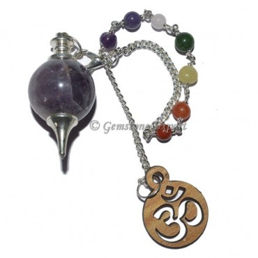 Amethyst Ball Pendulum With Om Chakra Chain