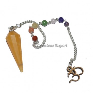 Golden Quartz Pendulum With Chakra Chain