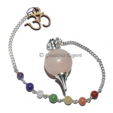 Rose Quartz Seven Chakra Dowsing Pendulum