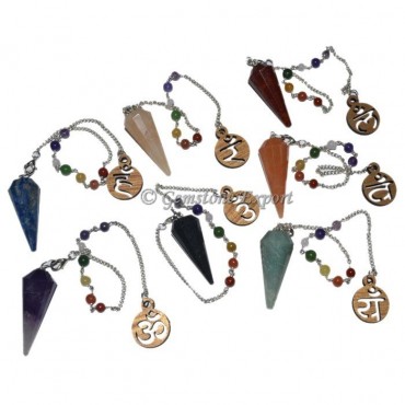 7 Chakra Pendulum Set With Stencil Om Chakra Chain