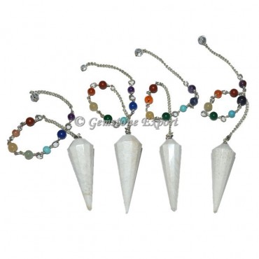 Scolecite 12 Faceted Chakra Pendulum