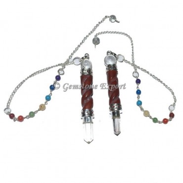 Red Jasper Spiral Seven Chakra Pendulum