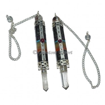 Black Tourmaline Seven Chakra Bonded Pendulum