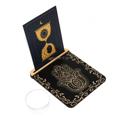 Hamsa Tealight Candle Holder with Card Stand