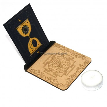 Shree Yantra Tealight Candle Holder with Card Stand