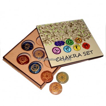 Seven Chakra Set Engraved With Wooden Gift Box