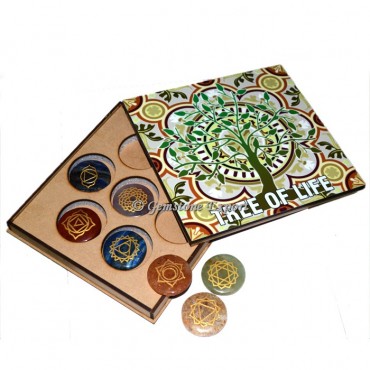 Seven Chakra Set With Tree of Life Wooden Gift Box