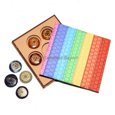 Engraved Seven Chakra Set With Rainbow Gift Box