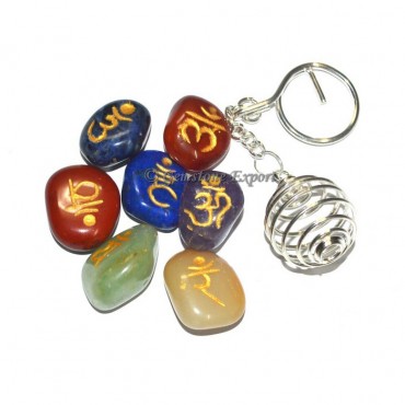 Chakra Sanskrite Tumbled Keychain Set