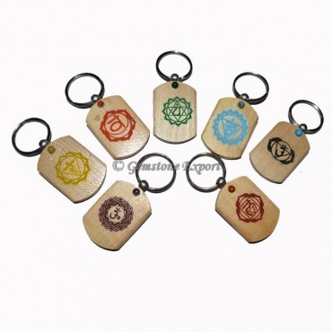 Wooden Printed Color Symbol Chakra Keychain