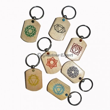 Wooden Printed Color Symbol Chakra Keyring