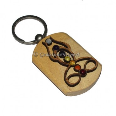 Chakra Stones Buddha Wooden Keyring