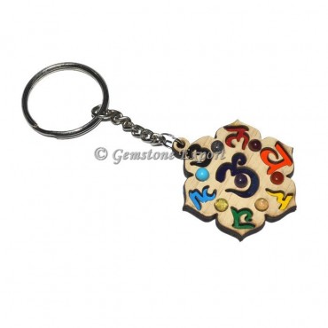 Seven Chakra Wooden Keyring