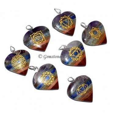 Bonded Chakra Heart Engraved Pendants