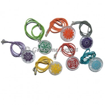 Seven Chakra Colorful Engraved Pendant Set