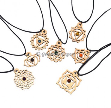 Chakra Wooden Pendents With Cord