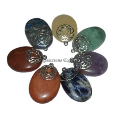 7 Chakra Oval Pendants Set