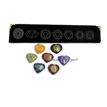 Seven Chakra Hearts Set With Velvet Packing