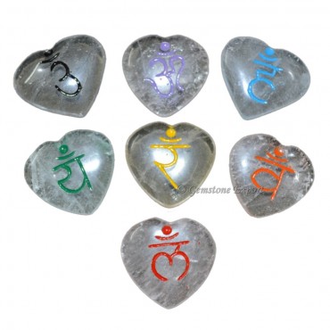 Engraved Sanskrit Chakra Set On Crytal Quartz