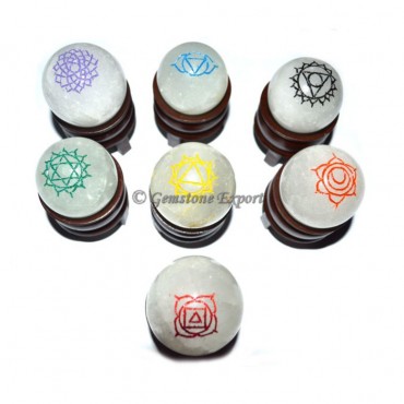 Chakra Engraved Color Crystal Ball Set