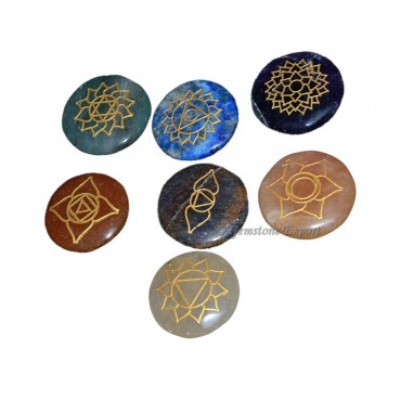 Engraved Flower OF Life Chakra Set