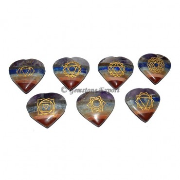 Engraved Chakra Symbol Bonded Heart Set