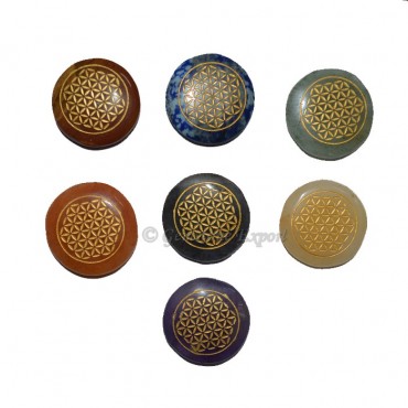 Engraved Flower of Life Chakra Symbol Set