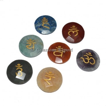 Faceted Disc Chakra Sanskrit Engraved Set