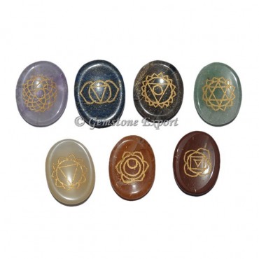 7 Chakra Worry Stone Engraved Set