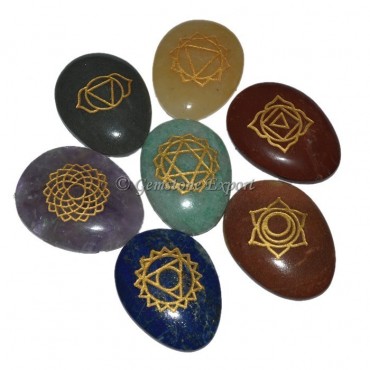 Engraved Seven Chakra Eggs Cabs Set