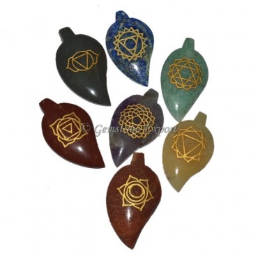 Seven Chakra Leaf Engraved Set