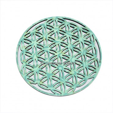 Carved Flower Of Life Wooden Coaster