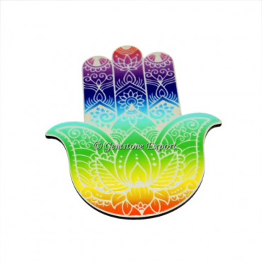 Colorful Hamsa Symbol Wooden Coaster