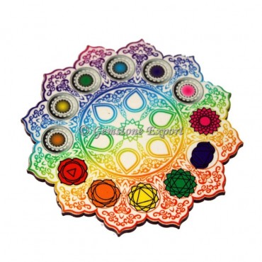 Seven Chakra Mandala Wooden Coaster