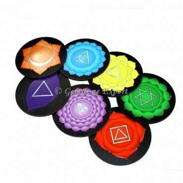 Seven Chakra Printed Wooden Coasters Set