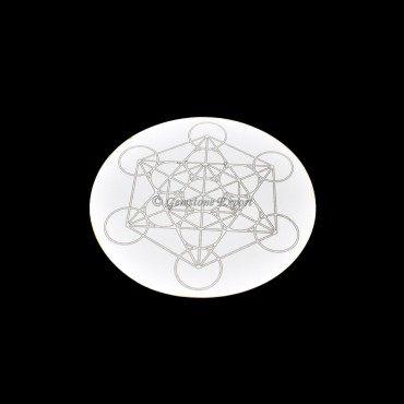 Metatron Engraved Wooden White Coaster