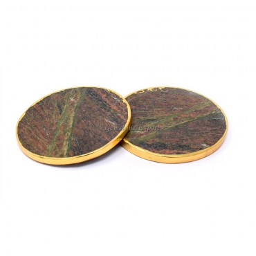 Unakite Electroplated Coaster