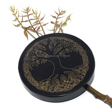 Black Agate Tree Of Life Coaster