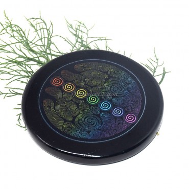 Black Agate Choko Reiki Engraved Colourful Coaster