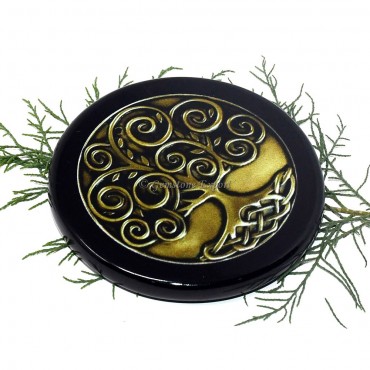 Black Agate Printed Tree Of Life Coaster