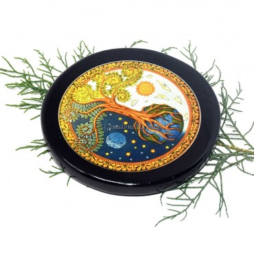 Balck Agatr Printed Tree Of Life Colourful Coaster