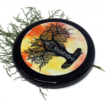 Black Agate Colourful Seven Chakra Buddha with Seven Chakra Coaster