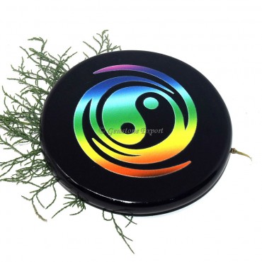 Black Agate Colourful Yin and Yang  Coaster