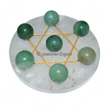 Crystal Quartz  Golden David Star Base with Green